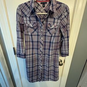Tommy Hilfiger Plaid Shirt Dress - Blue and Red